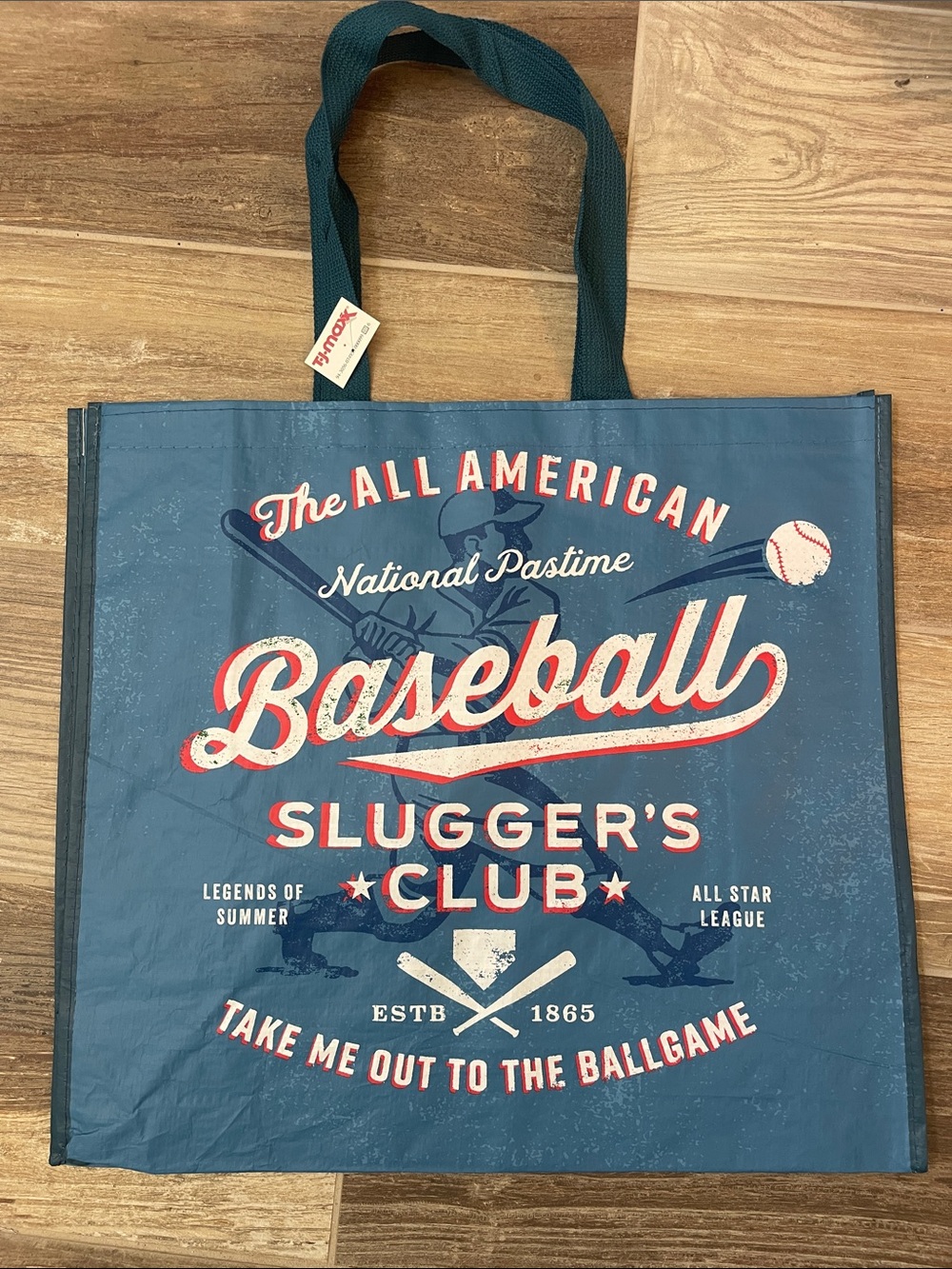 T.J.Maxx Navy ⚾️Baseball⚾️Graphic Reusable Tote with Red and White Accents NWT